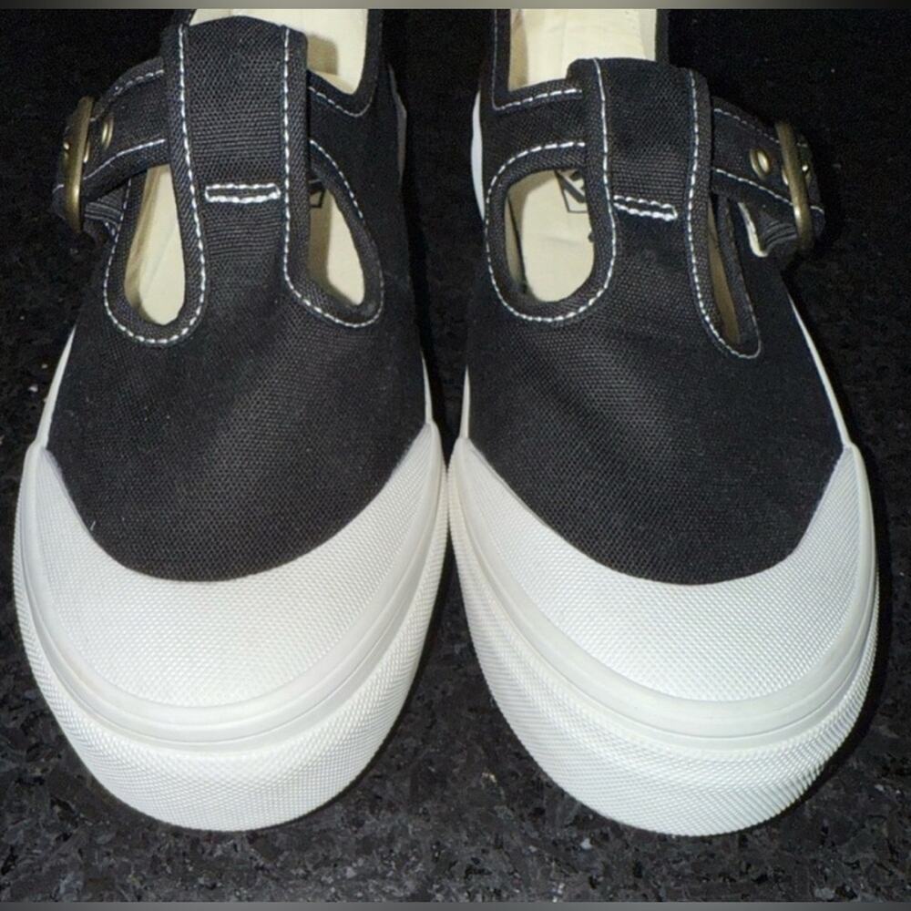 NEW VANS STYLE 93 BLACK CANVAS WHITE RUBBER MARY JANE SNEAKERS BUCKLE SZ 9.5 - Picture 9 of 13